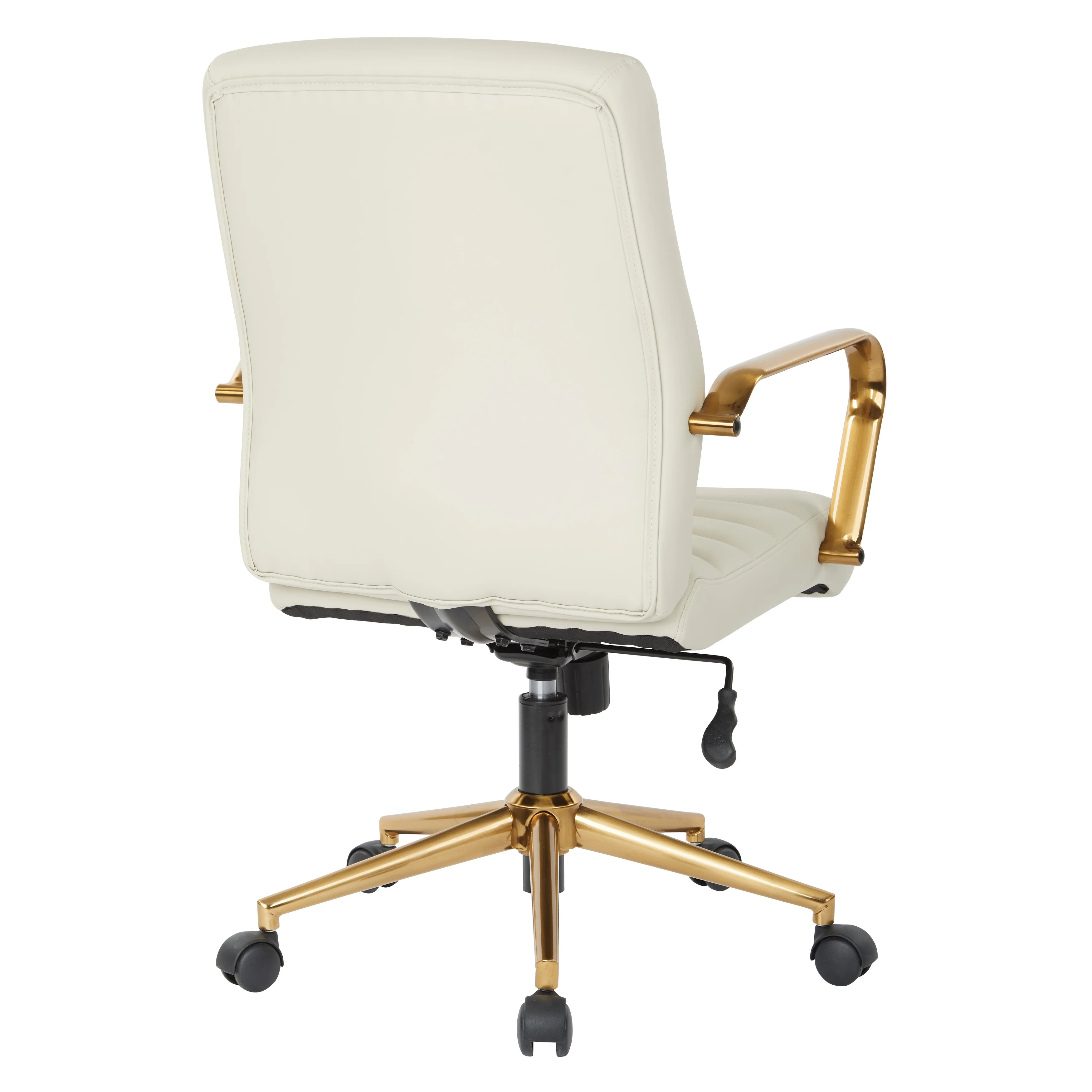 OS Home and Office Furniture Model Mid-Back Cream Faux Leather Chair with Gold Finish Arms and Base K/D