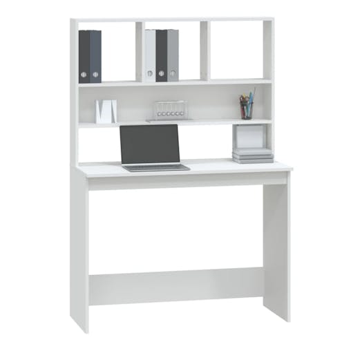 NNEVL Desk with Shelves White 102x45x148 cm Engineered Wood
