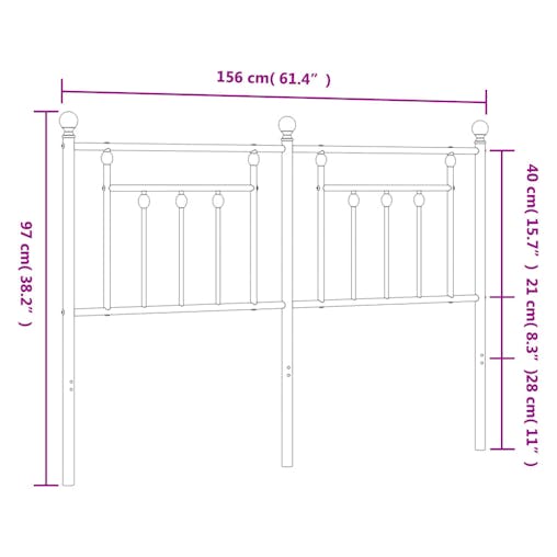 NNEVL Metal Headboard Black 152 cm