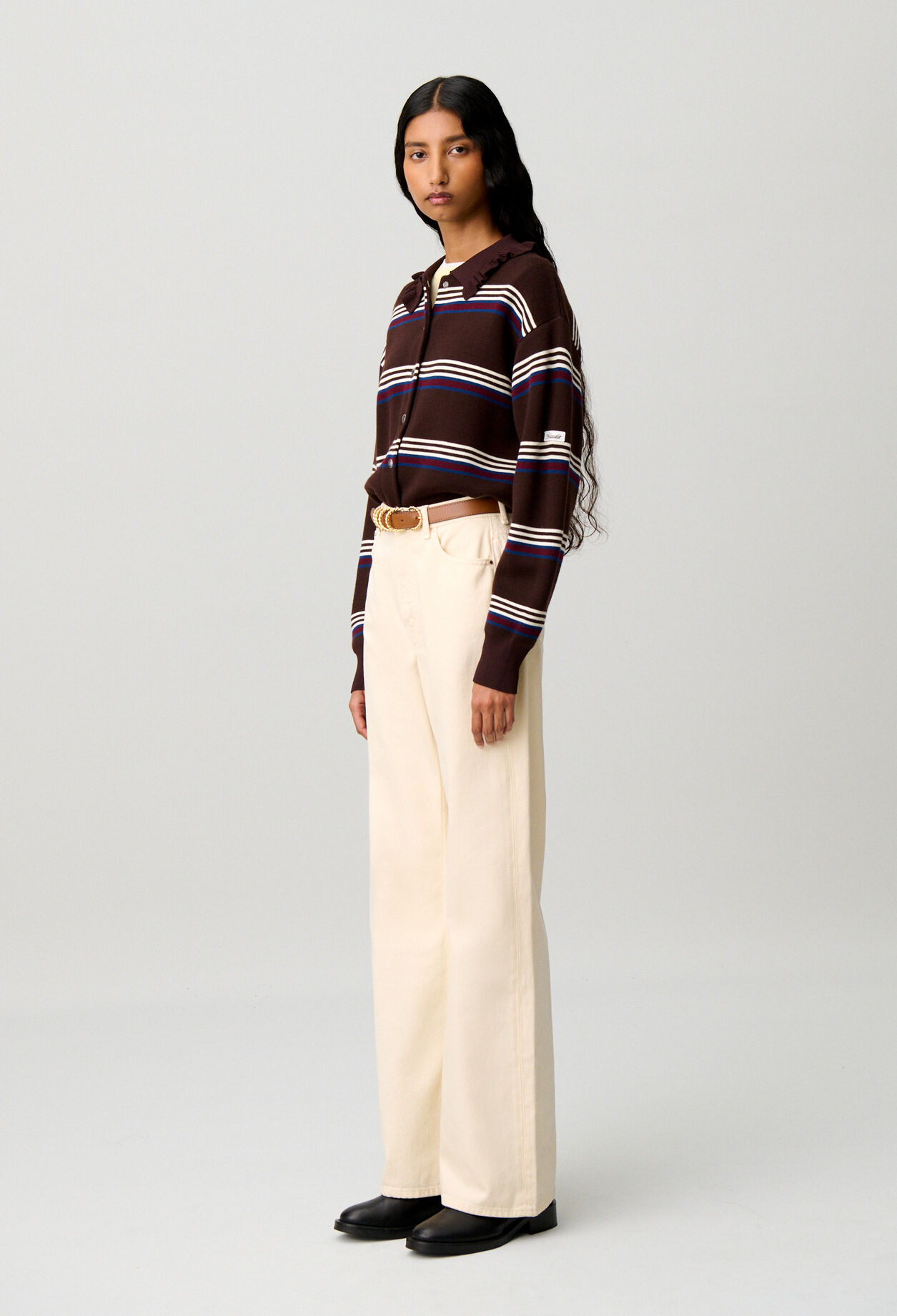 Cardigan maille rayé