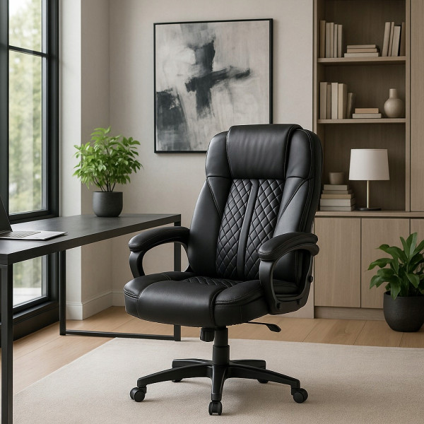 Fotel Biurowy Obrotowy Krzesło Do Biurka Ergonomiczny Czarny PHONIX