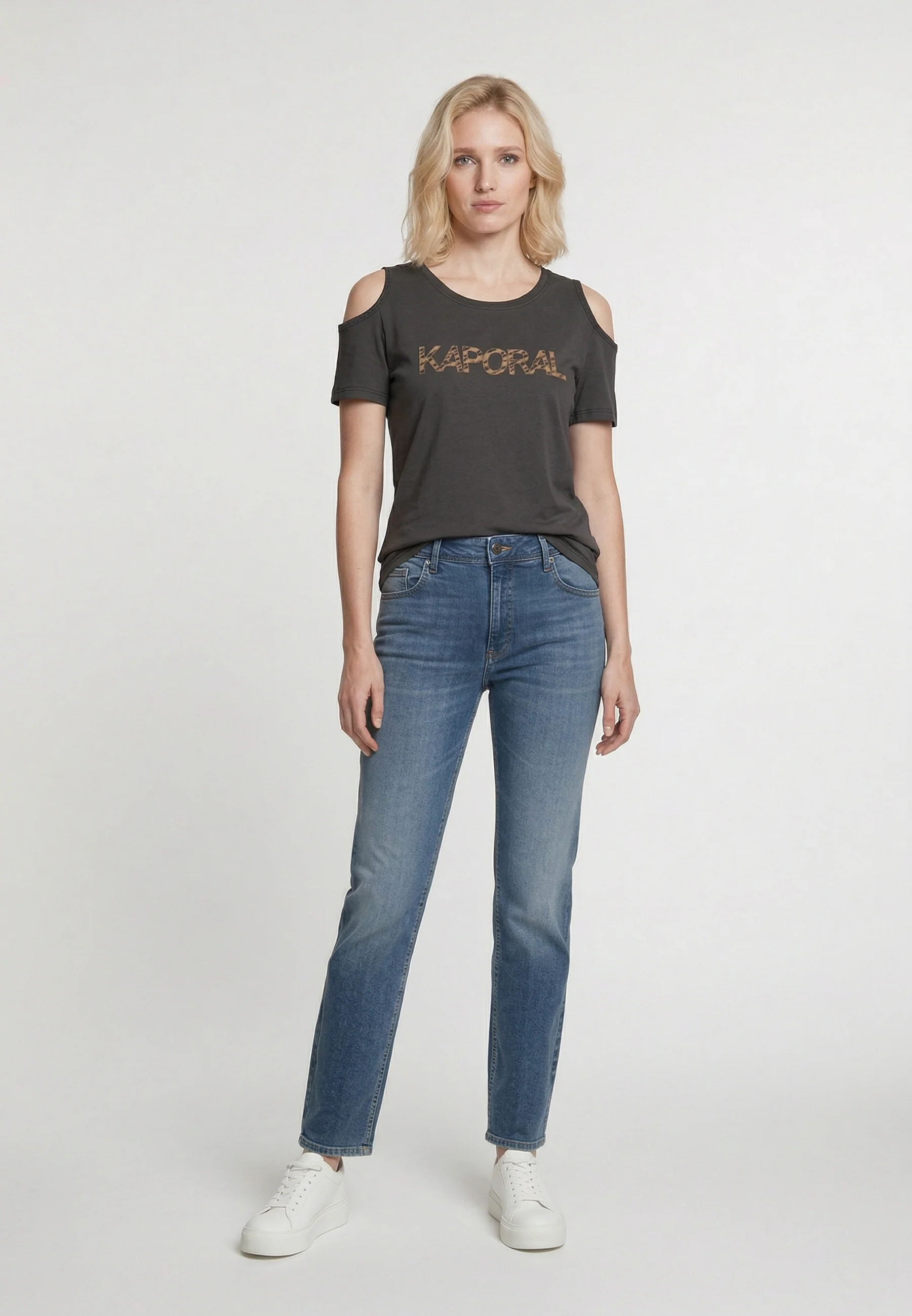 T-shirt manches courtes slim noir coton stretch ANAIG