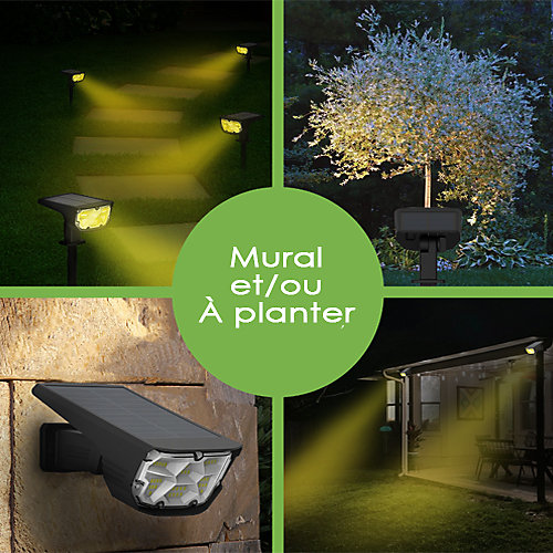 Lot de 4 Projecteur Paysagiste Solaire Extérieur Haute luminosité Mural et sur Piquet Jaune 3000K