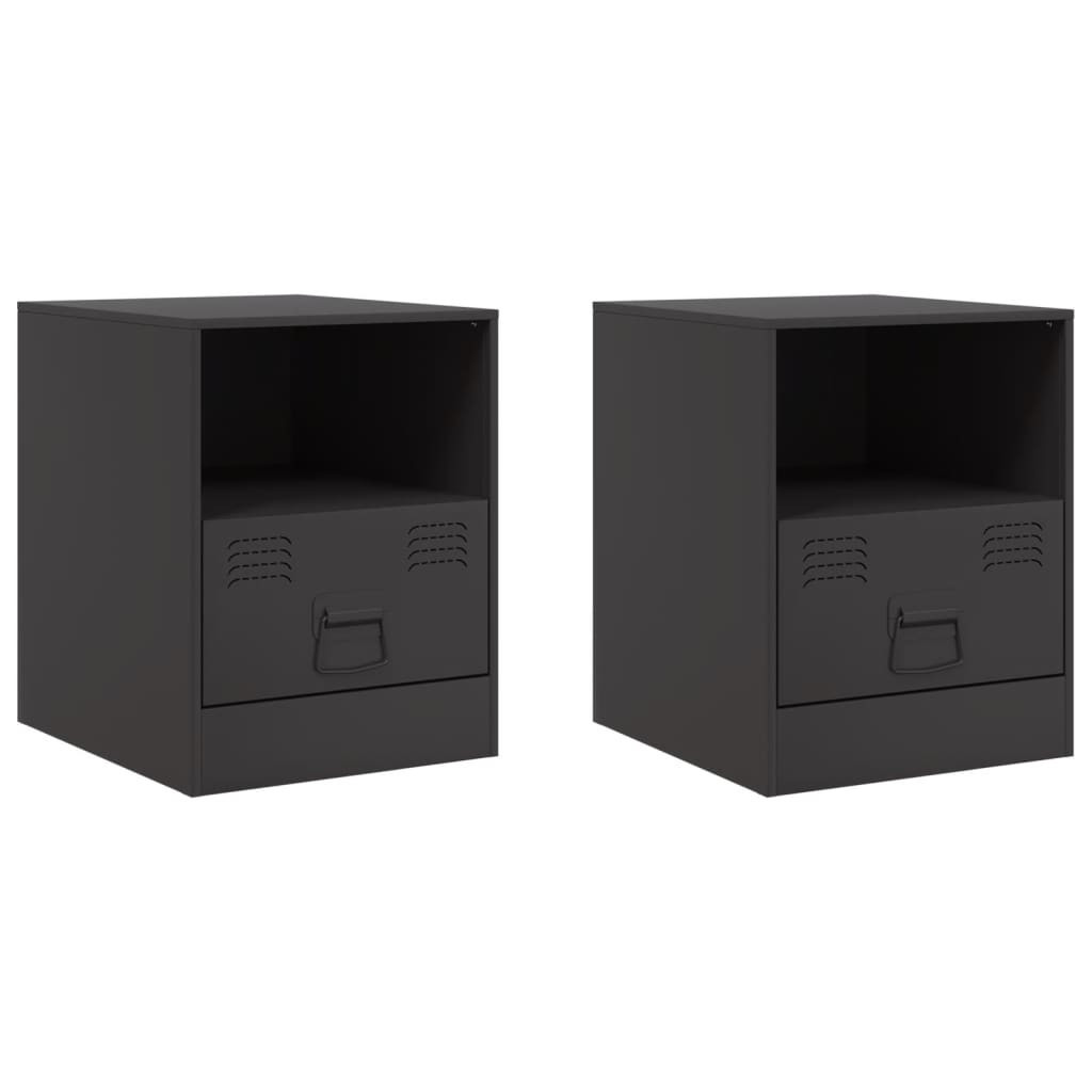 2x Szafka Nocna Stolik Komoda Czarna z Szufladą Do Sypialni 34,5x39x44 cm