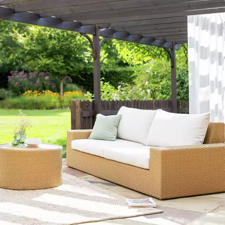 Habitat June 3 Seater Rattan Effect Garden Sofa Set - Brown