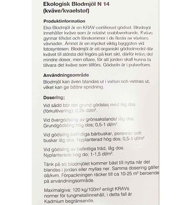 Blodmjöl KRAV 1 L