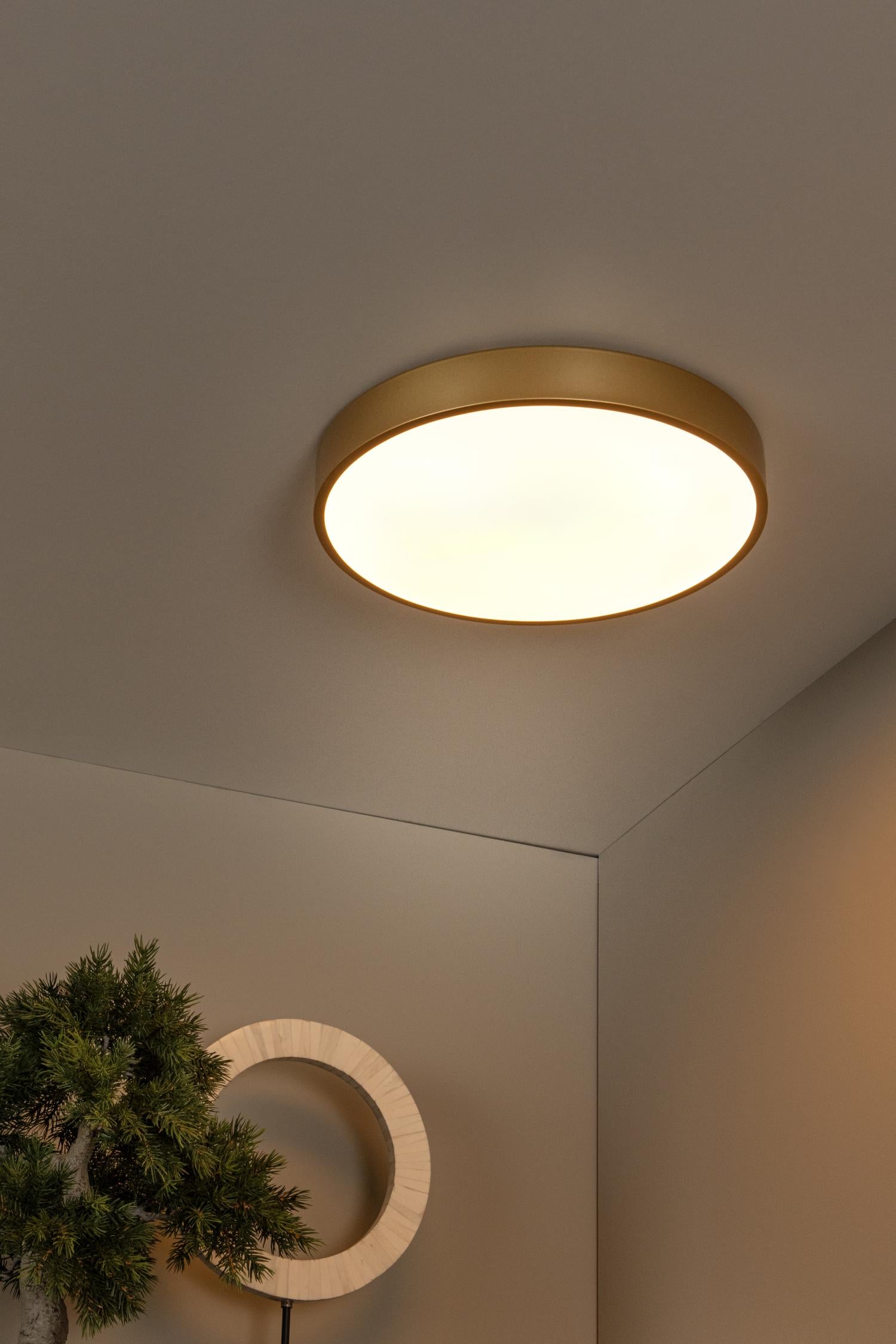Lucide plafonnière UNAR - Geïntegreerde LED - Mat Goud / Messing