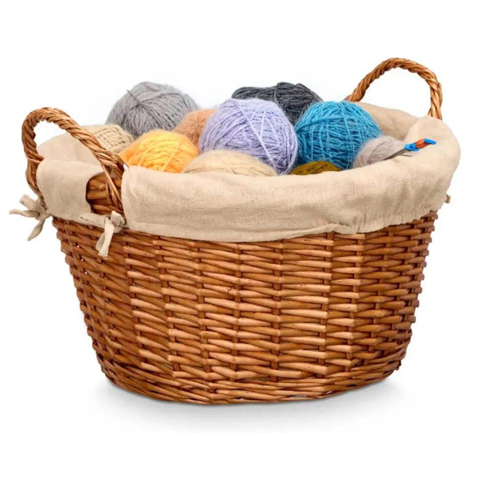 Rieten opberg mand - gevlochten riet - bruin - 51 x 45 x 28 cm