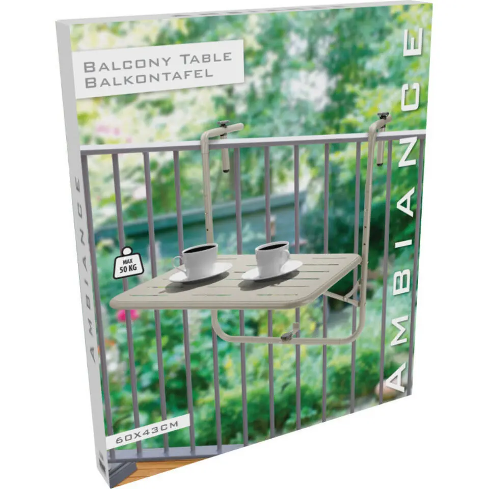 Pro Garden Balkon tafel - metaal - mat beige - 60 x 43 cm