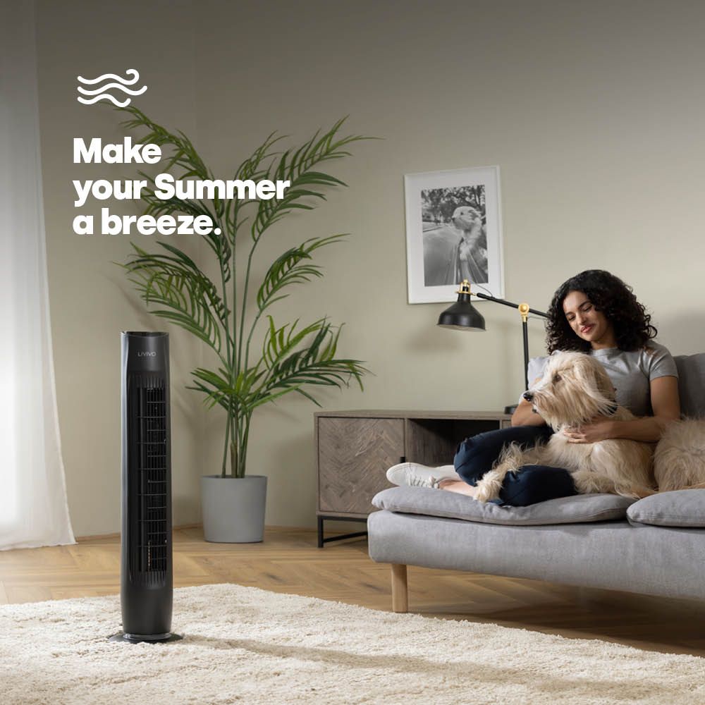LIVIVO 32" Tower Fan with Timer and Remote Control - Black