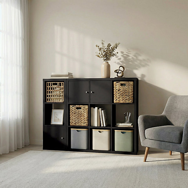 étagère modulable 12 cubes avec 3 portes GoodHome Mixxit anthracite