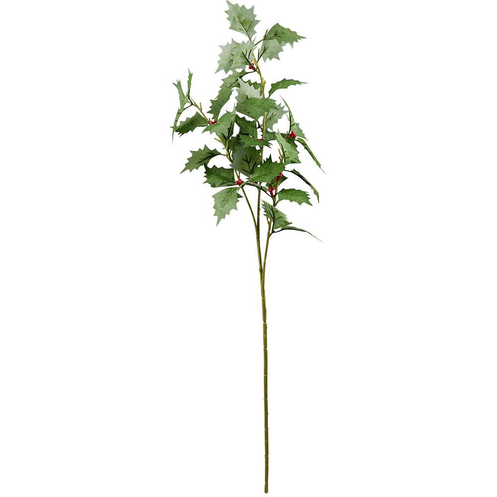 Branche artificielle houx vert et rouge H60cm