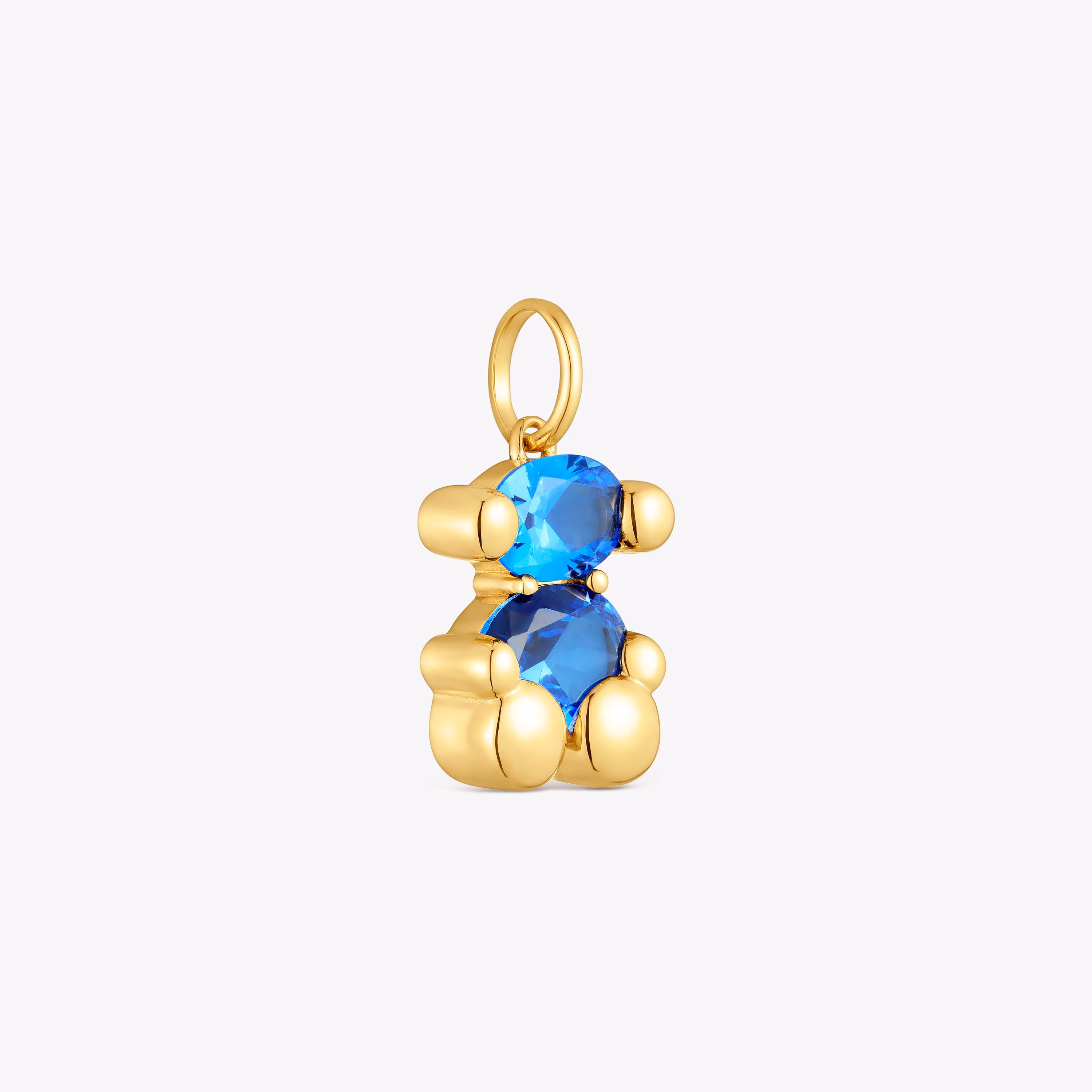 Colgante pequeño motivo oso con baño de oro 18 kt sobre plata y espinela azul creada en laboratorio Color Bear LGG