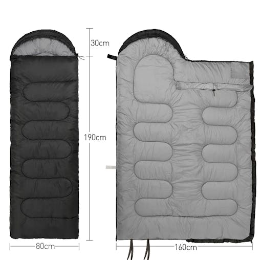 NNEOBA 4-Season Camping Sleeping Bag Warm Cotton Mummy Envelope Black