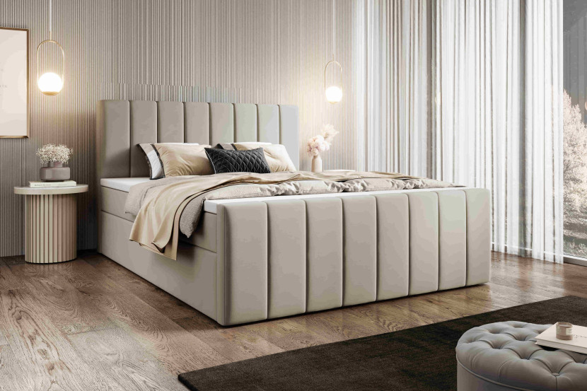 Łóżko kontynentalne BURSA I 140 x 200 cm z materacem beżowy