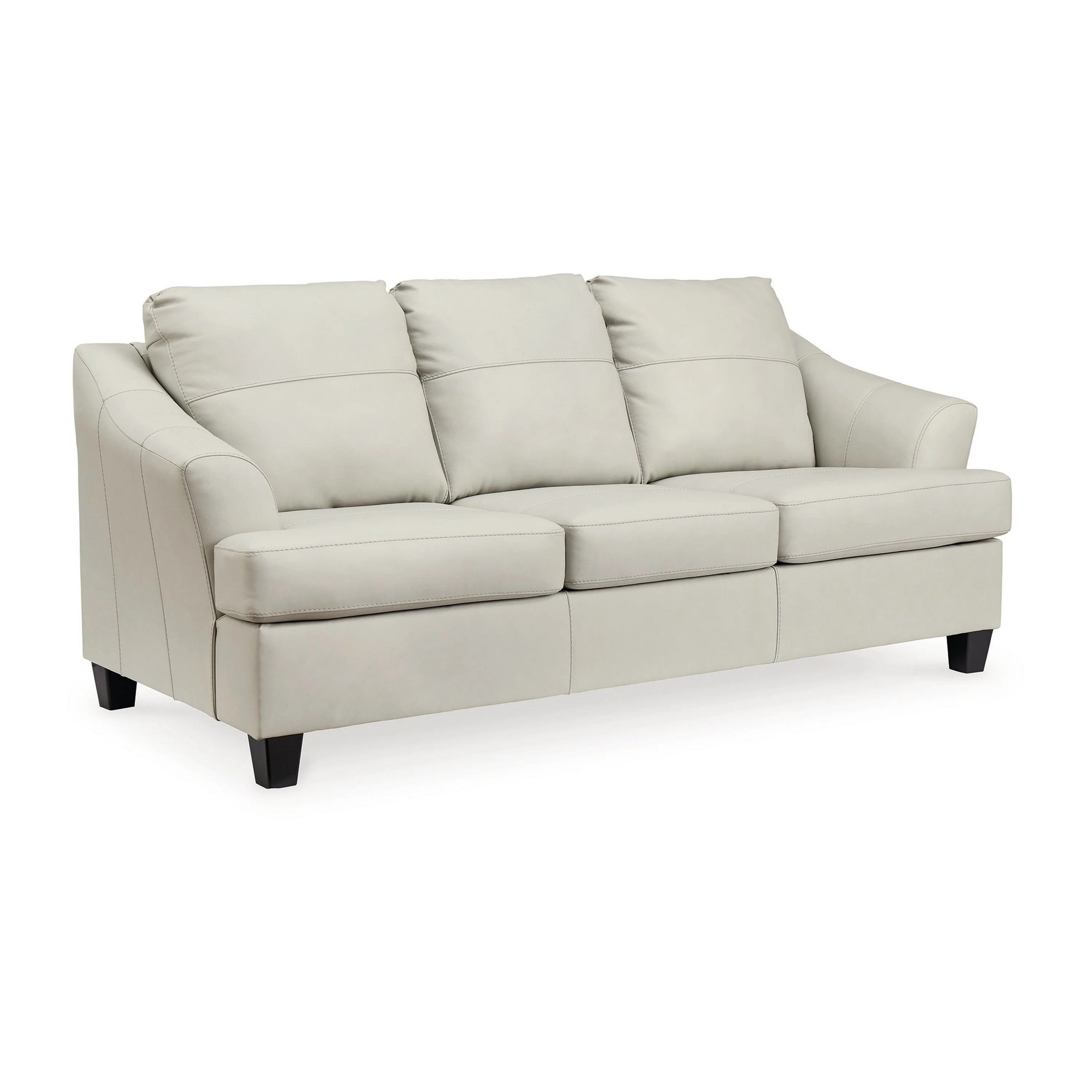 Geno 88 Inch Sofa, Oversized Back Cushion, Off White Real Leather