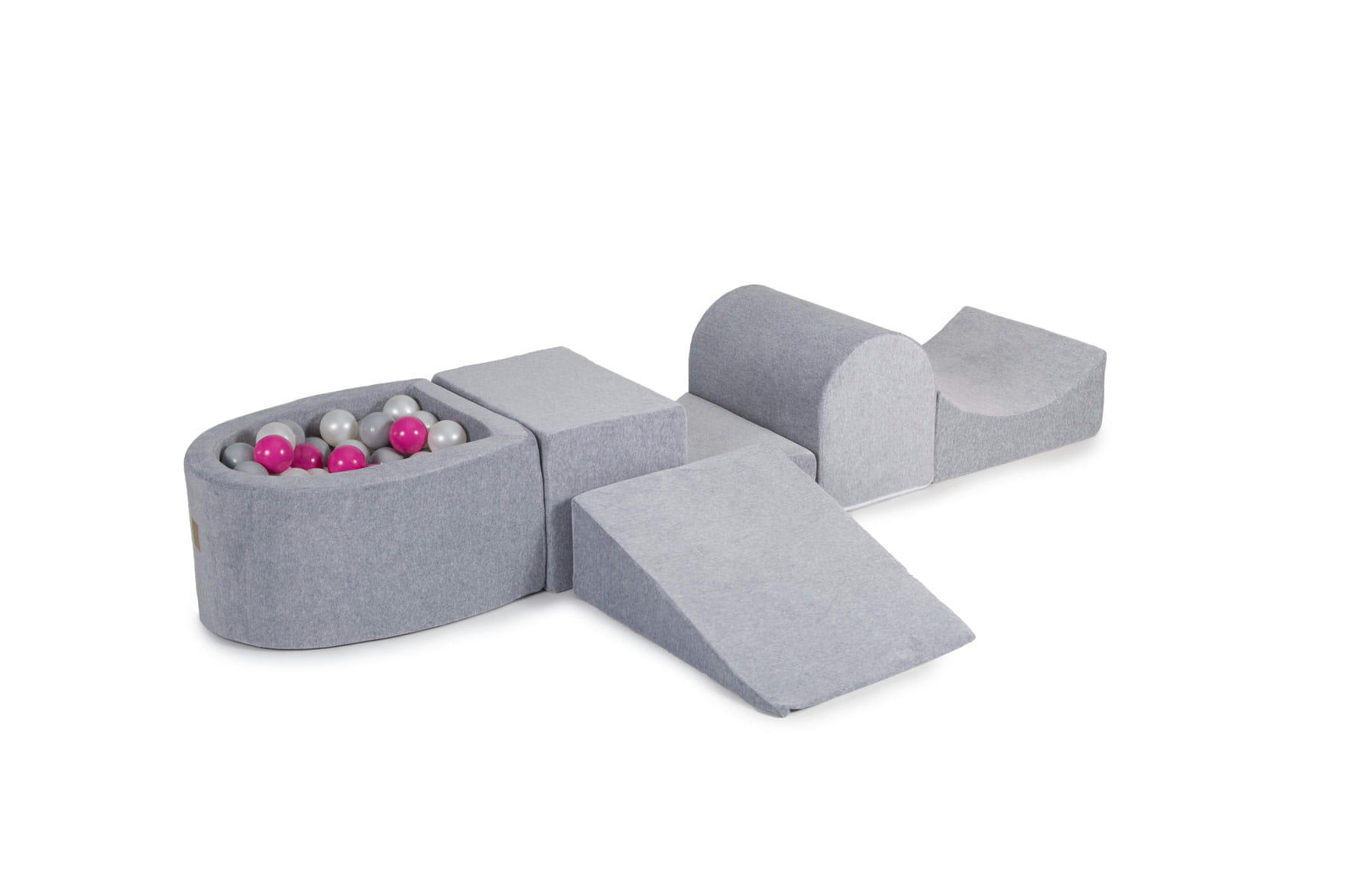 - Aire de jeux avec mousse gris clair balles Perle/Gris/Rose Foncé