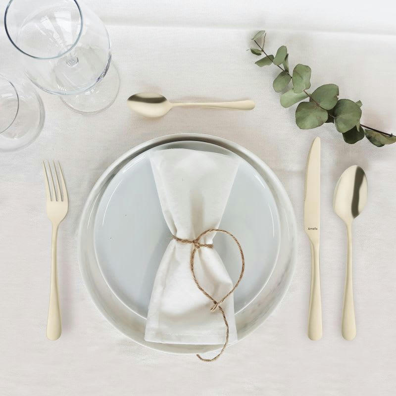 AUSTIN - Ménagère 24 couverts en Acier Inoxydable + PVD Champagne