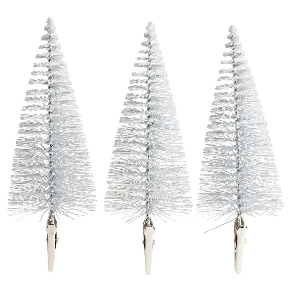 Sapin à clipser argenté ou bleu Ø5xH14cm x3