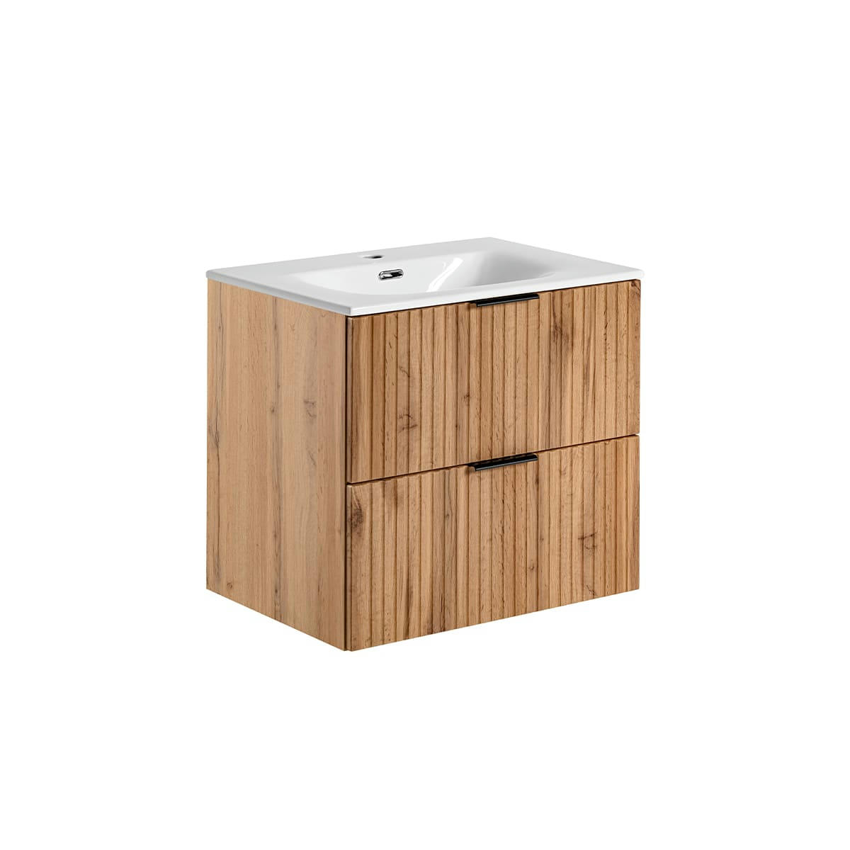 - Meuble simple vasque encastrée 60cm naturel
