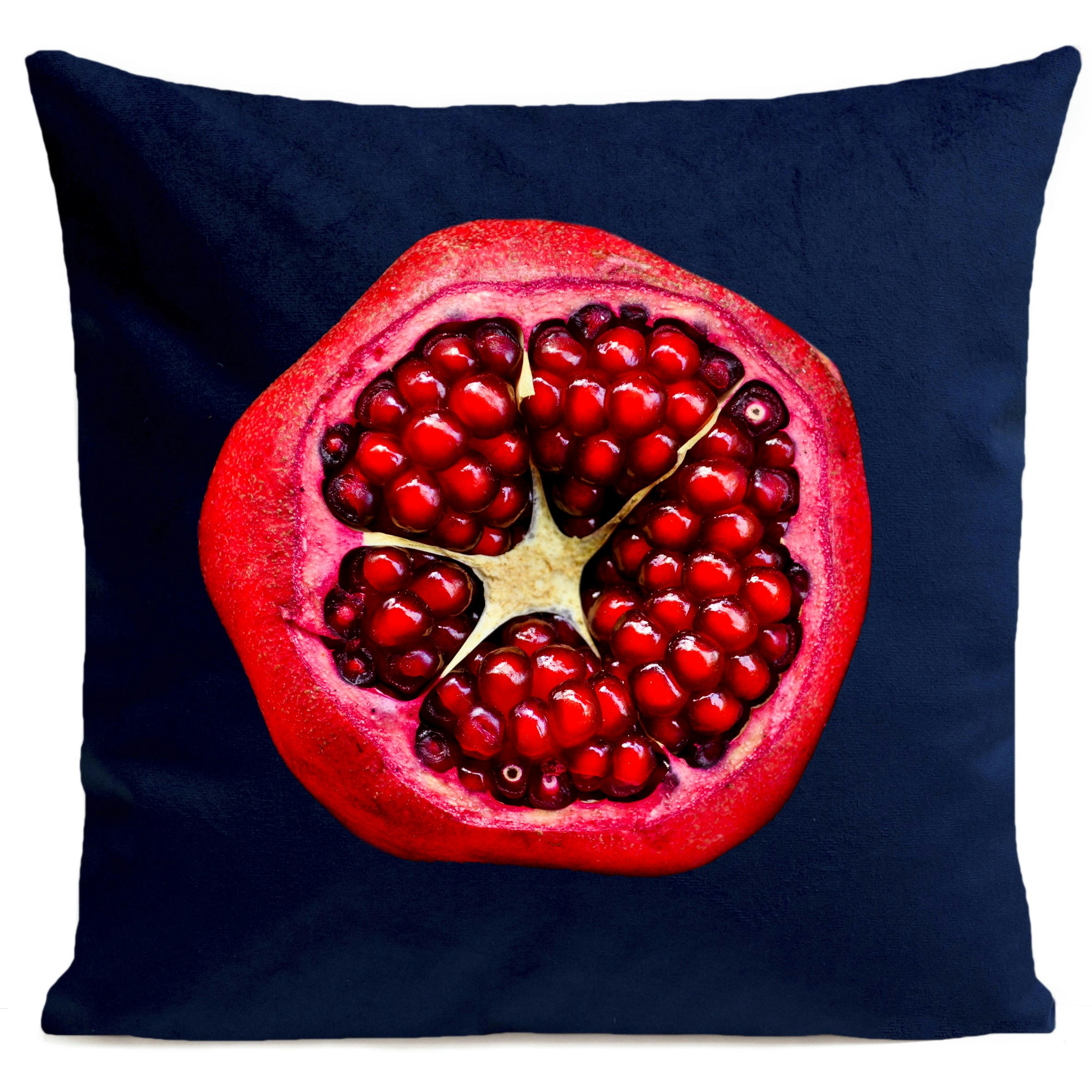 - Coussin fruit végétal grenade suédine bleu 40x40cm