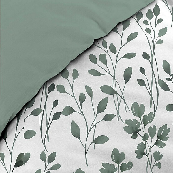 Housse de couette 240 x 220 coton naturel 57 fils MAIWEN Sauge   2 taies