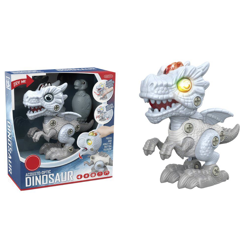 Jeu bloc de construction enfant dinosaure son et lumière bleu 16x7xH14,5cm