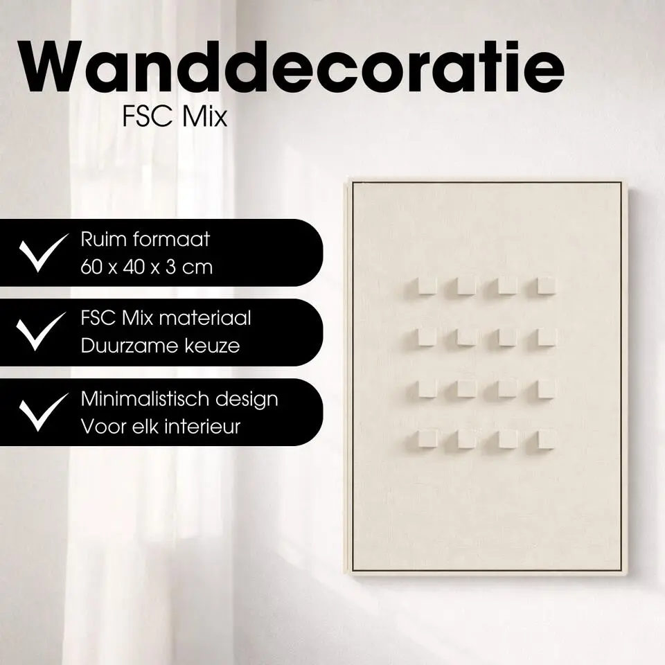 Mica Wanddecoratie Off-white 60x40 cm