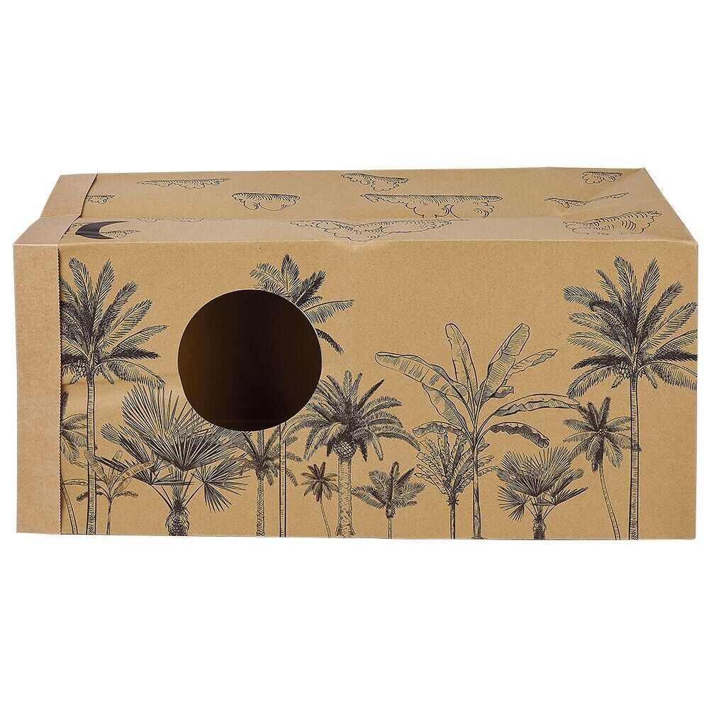 Tunnel de jeu pour chat carton motif palmier 60x27xH22cm