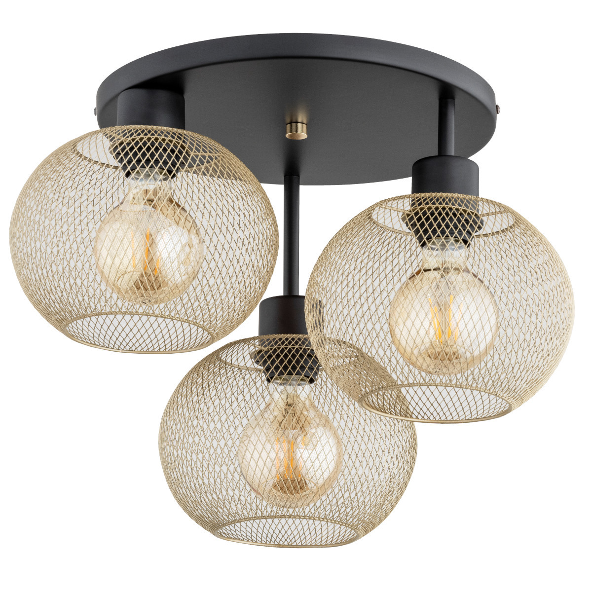 Lampa sufitowa czarno-złota KERSO 3xE27x15W wym: 31x43x43 cm Alfa