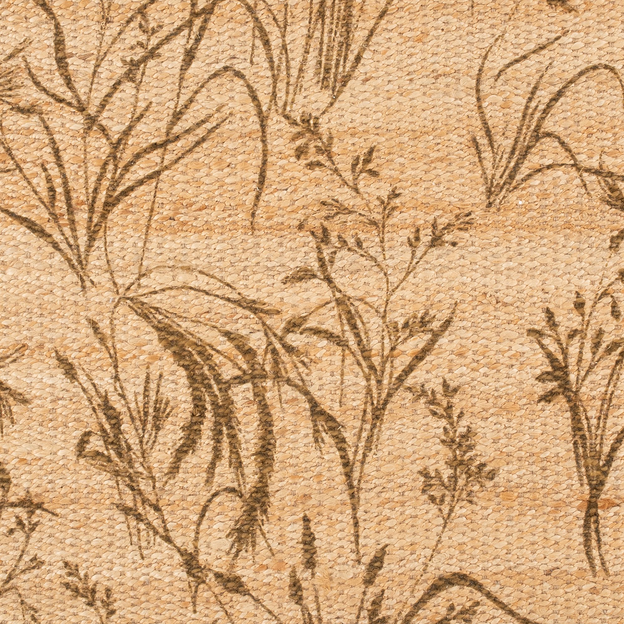OYAT - Tapis en jute à motif végétal finition franges 120x170cm - naturel