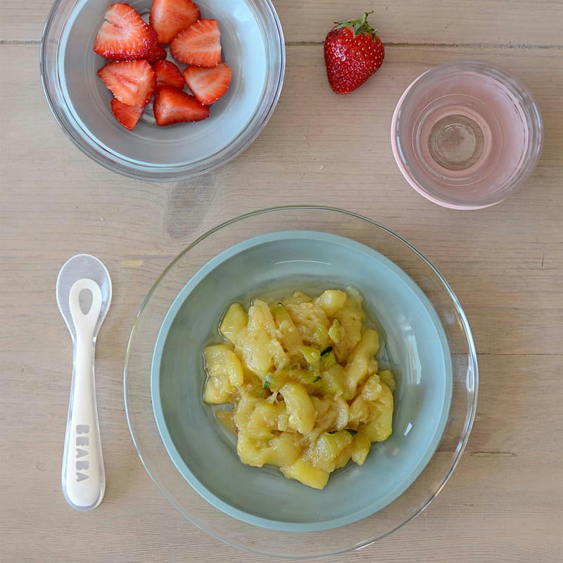 APPRENTISSAGE REPAS - Coffret repas pour bébé en verre 3 pièces vert