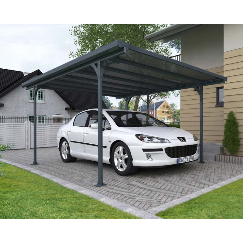 Carport en aluminium Verona gris foncé 8,9 m²