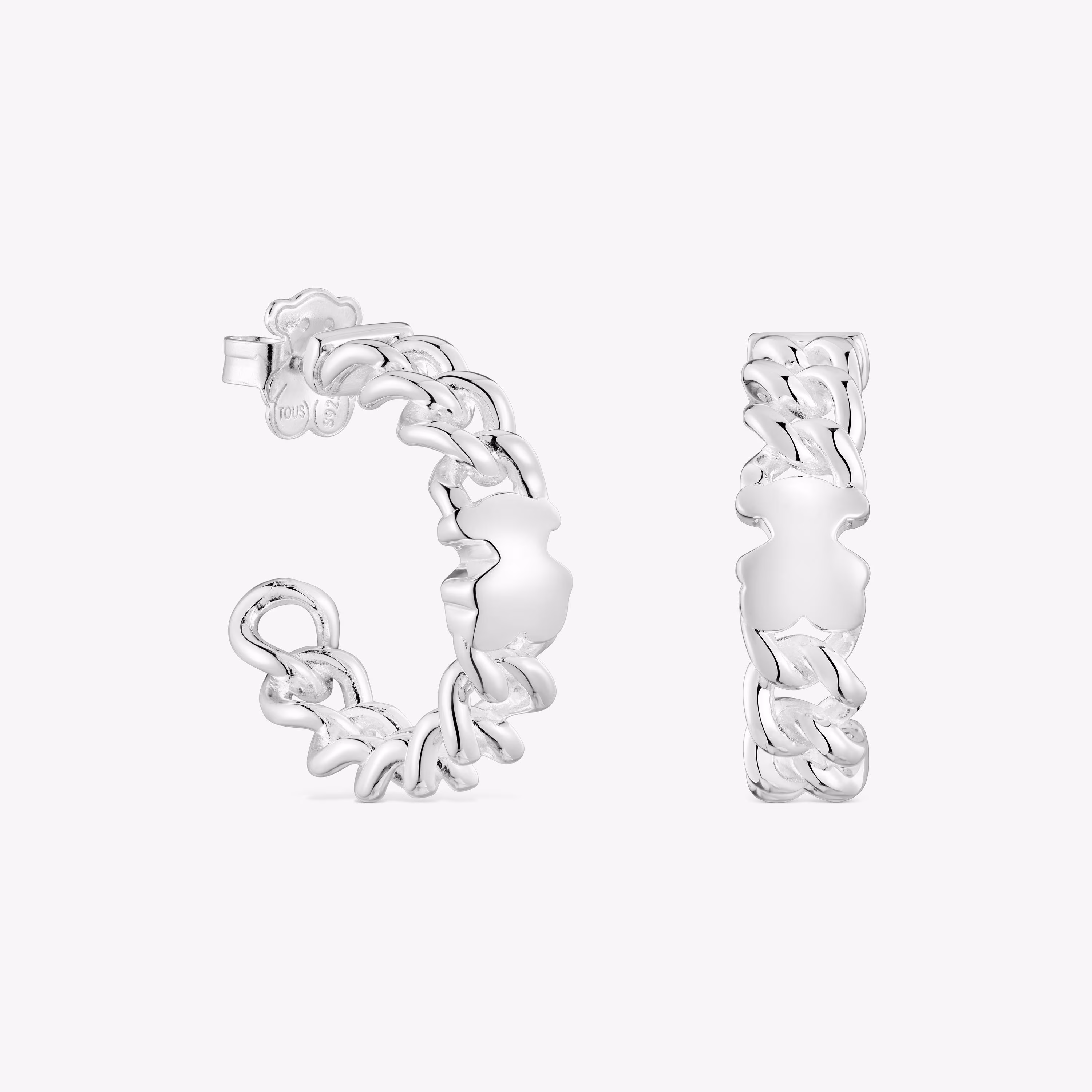 Pendientes aro de plata motivo oso Bold Motif
