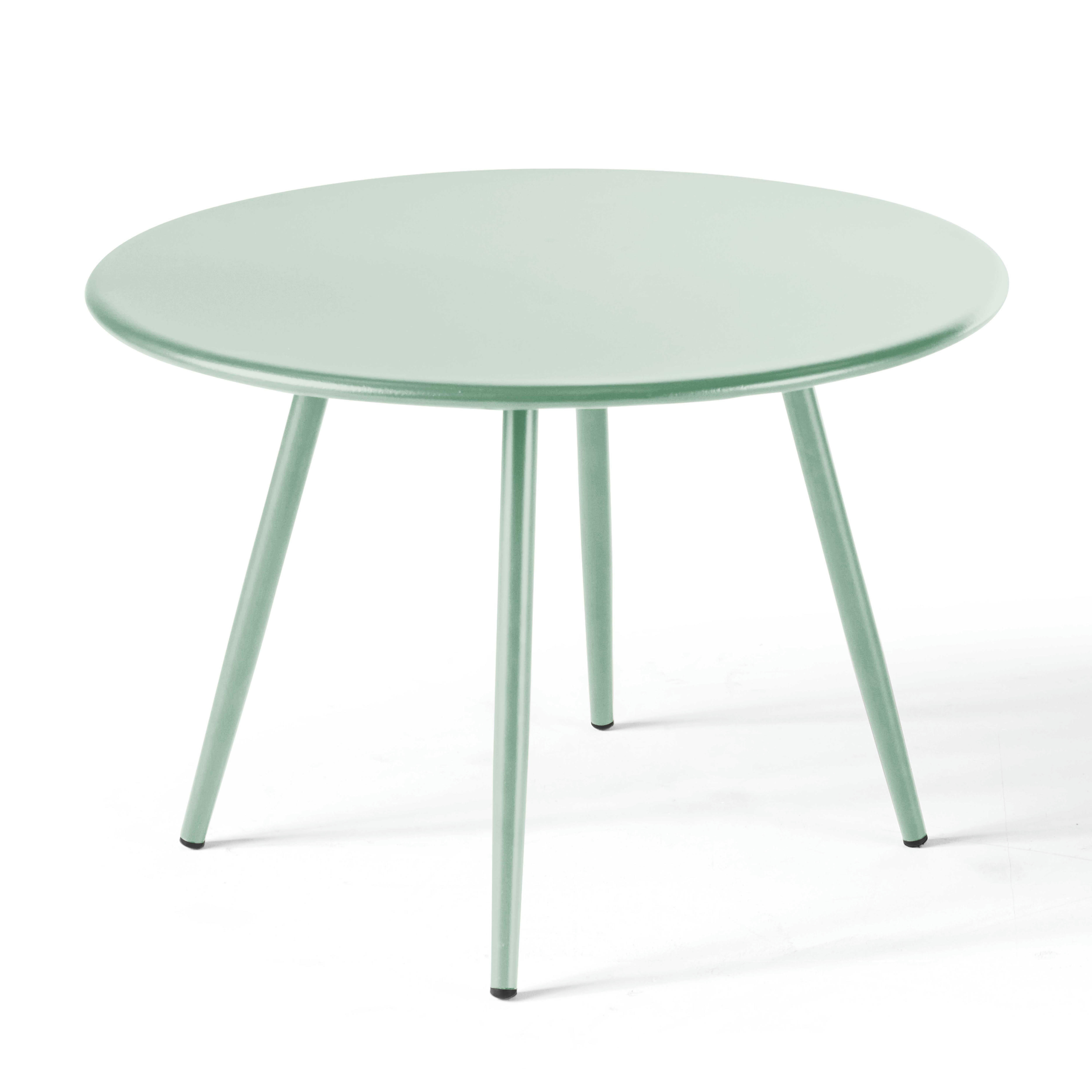 PALAVAS - Table basse ronde en métal vert sauge 40 cm