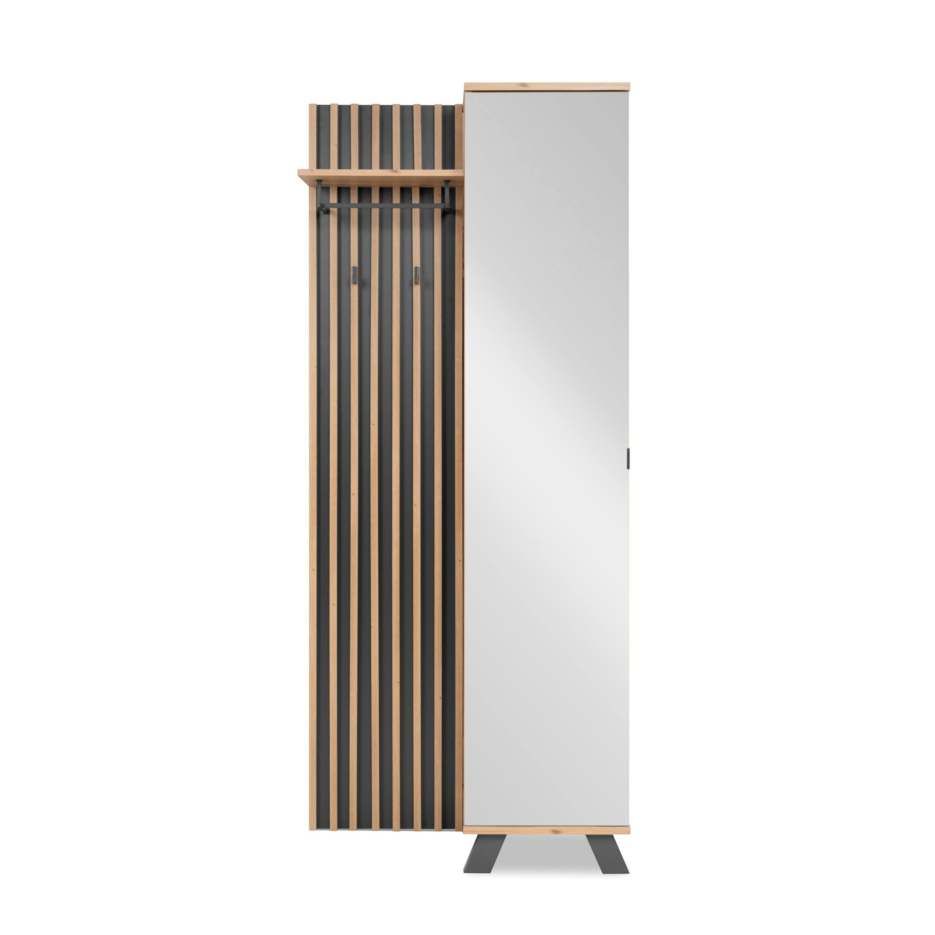 Vestiaire d'entrée moderne 1 porte avec miroir ALVA