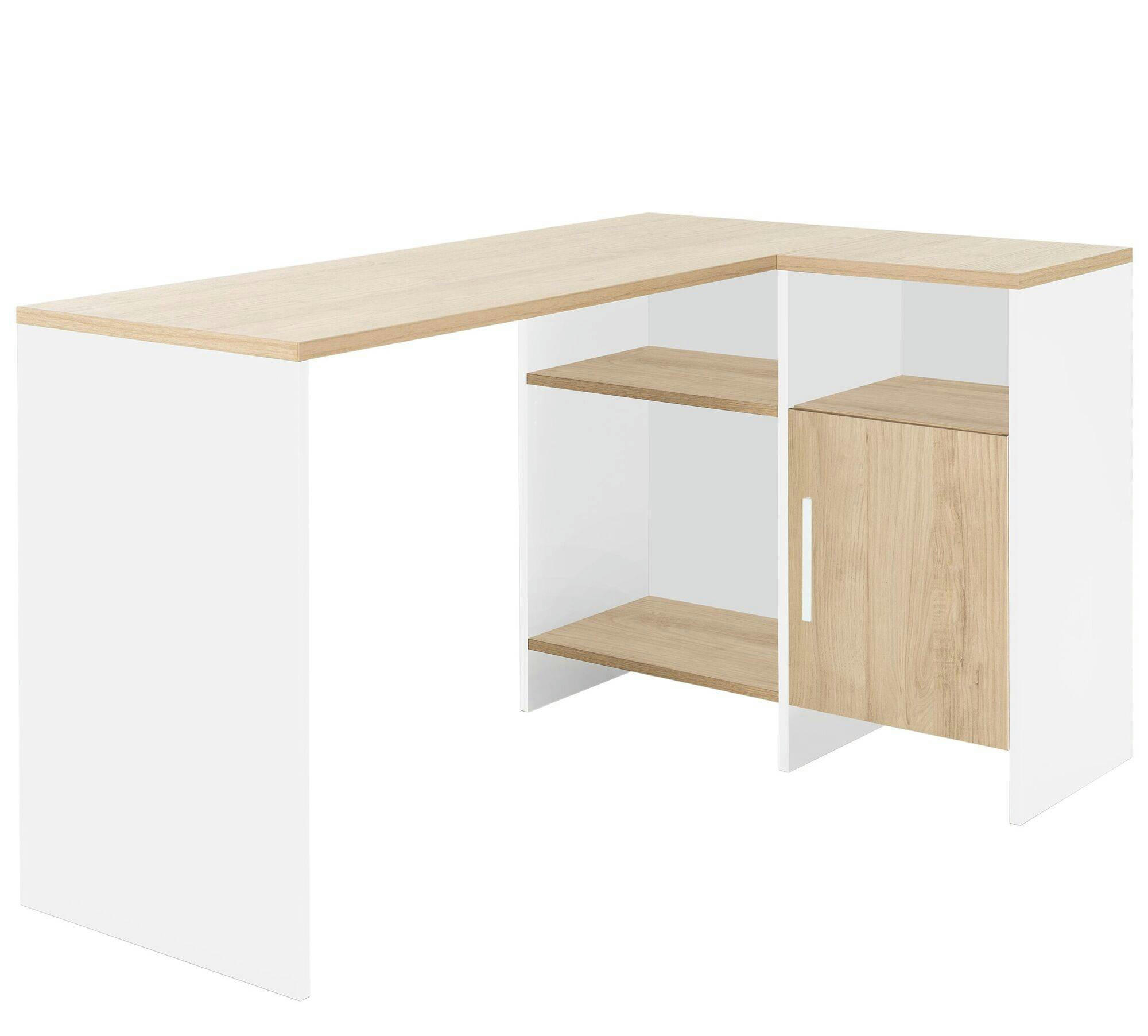 GARRY - Bureau d'angle effet bois et blanc