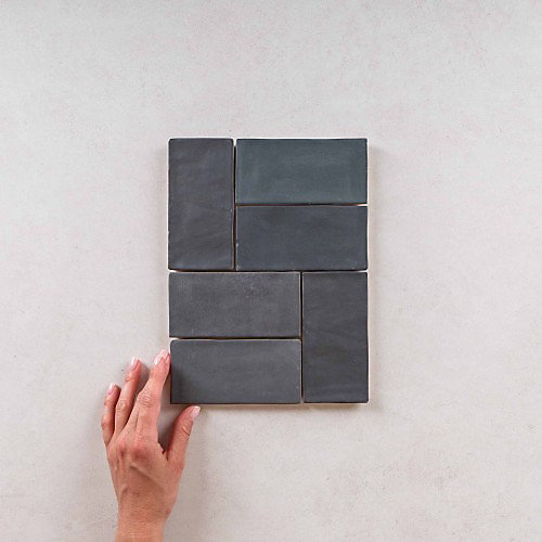 Faïence Effet Zellige Gris Foncé FEZ Mat 6,2x12,5 Graphite - Les Carreaux de Jean