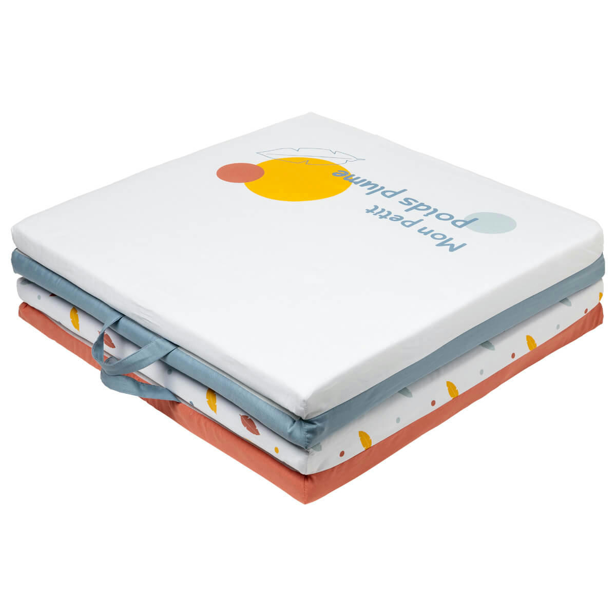 - Tapis de jeu 3 en 1 bébé multicolore en coton 120x120 cm