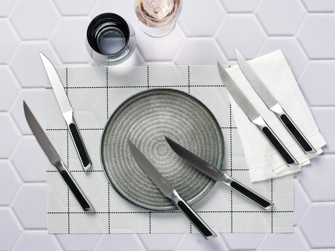 NUDE - Lot de 6 couteaux en inox noir