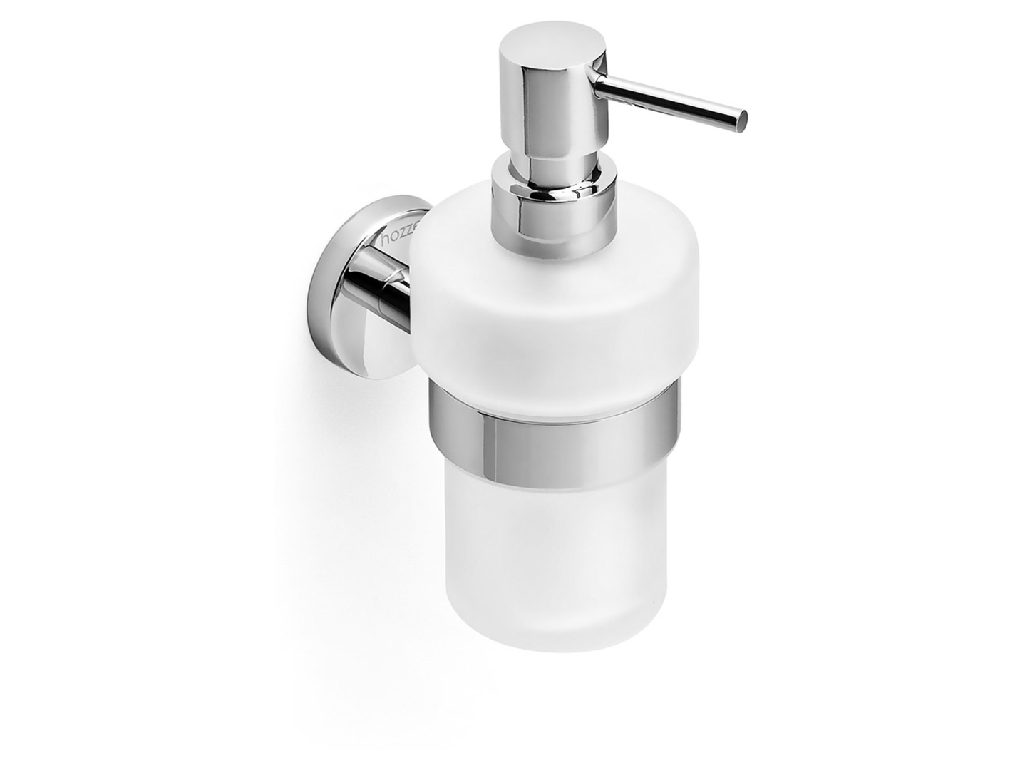 Dozownik do mydła wiszący szklany Model 150 ml biało-srebrny