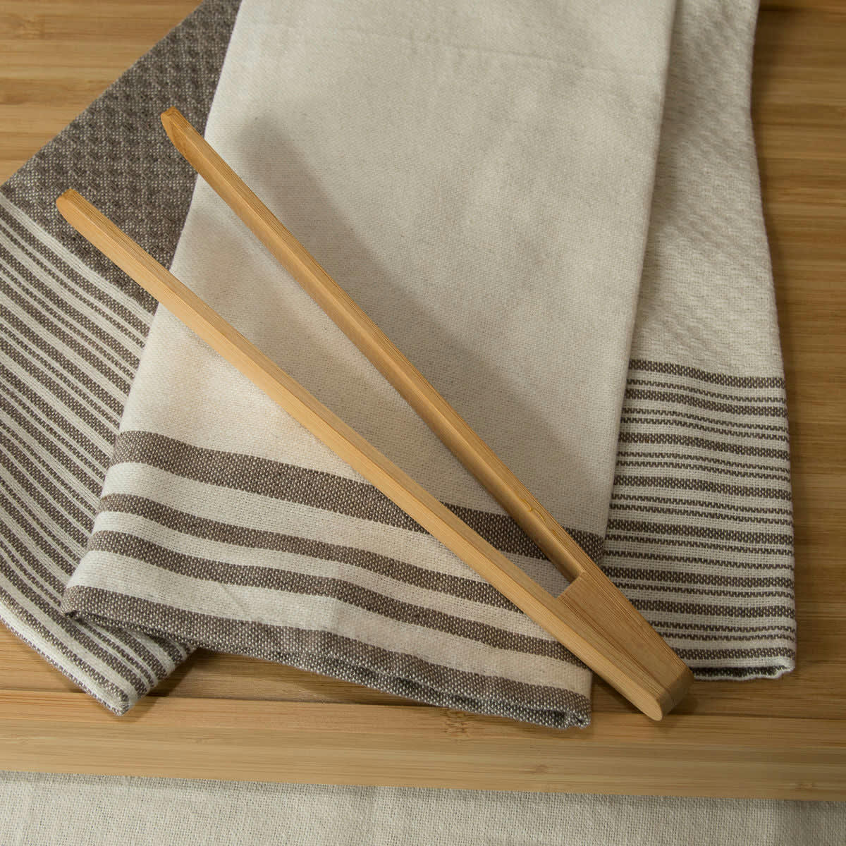 MAHDIA - Torchons (x3) coton  45x70 taupe