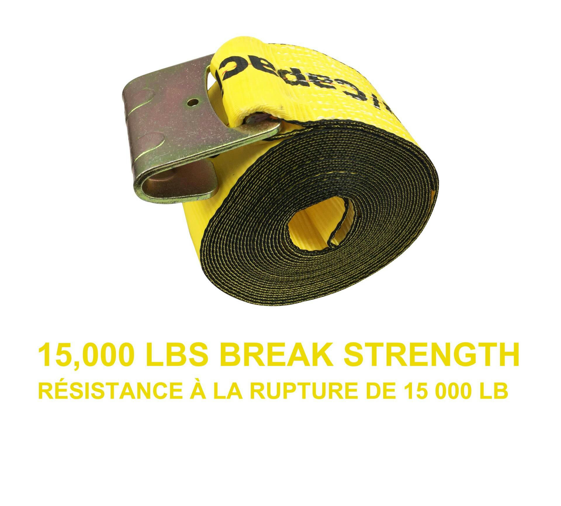 MotoMaster 15,000-lb Flat Hook Winch Strap, 4-in x 30-ft