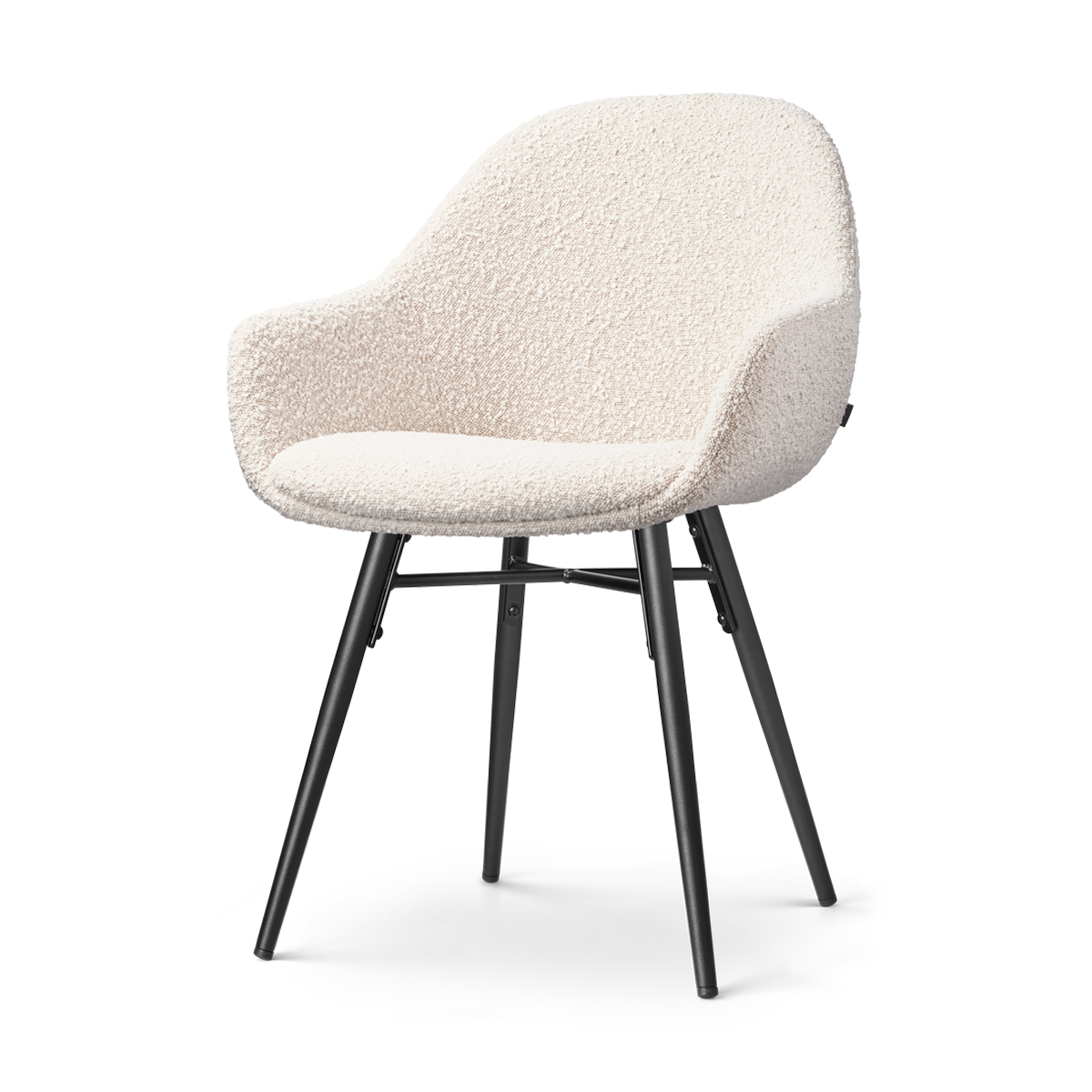 Nolon Nena-Mae Eetkamerstoel Bouclé Beige - Zwarte Houten Poten