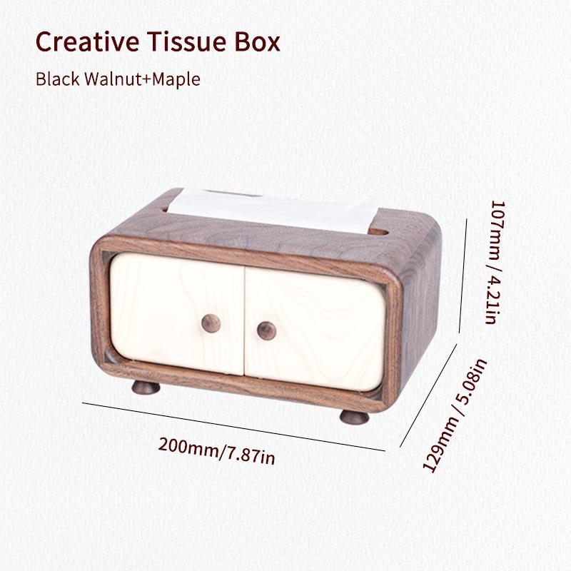 Mini Wooden Tissue Box, Handmade Creative Cabinet-design Tissue Box Cover for Small Packs, Housewarming gift, Japandi Wooden Home Decor