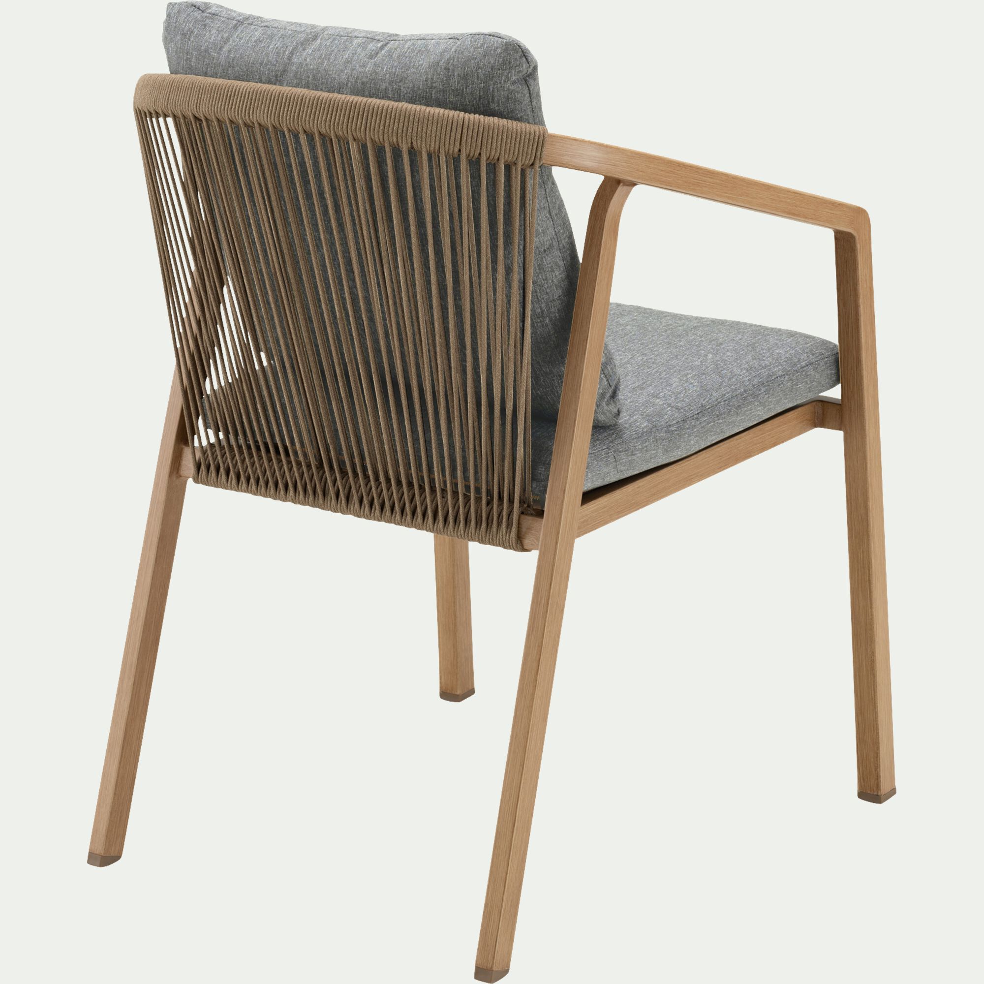 MYRTHE - Chaise de jardin avec accoudoirs en aluminium effet bois - gris