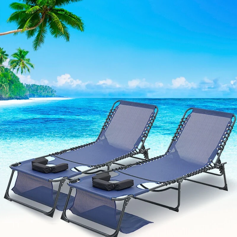 5-Position Adjustable Chaise Lounge – Foldable Sunbathing Chair with Face & Arm Cutouts for Pool, Beach, and Outdoor Relaxation.