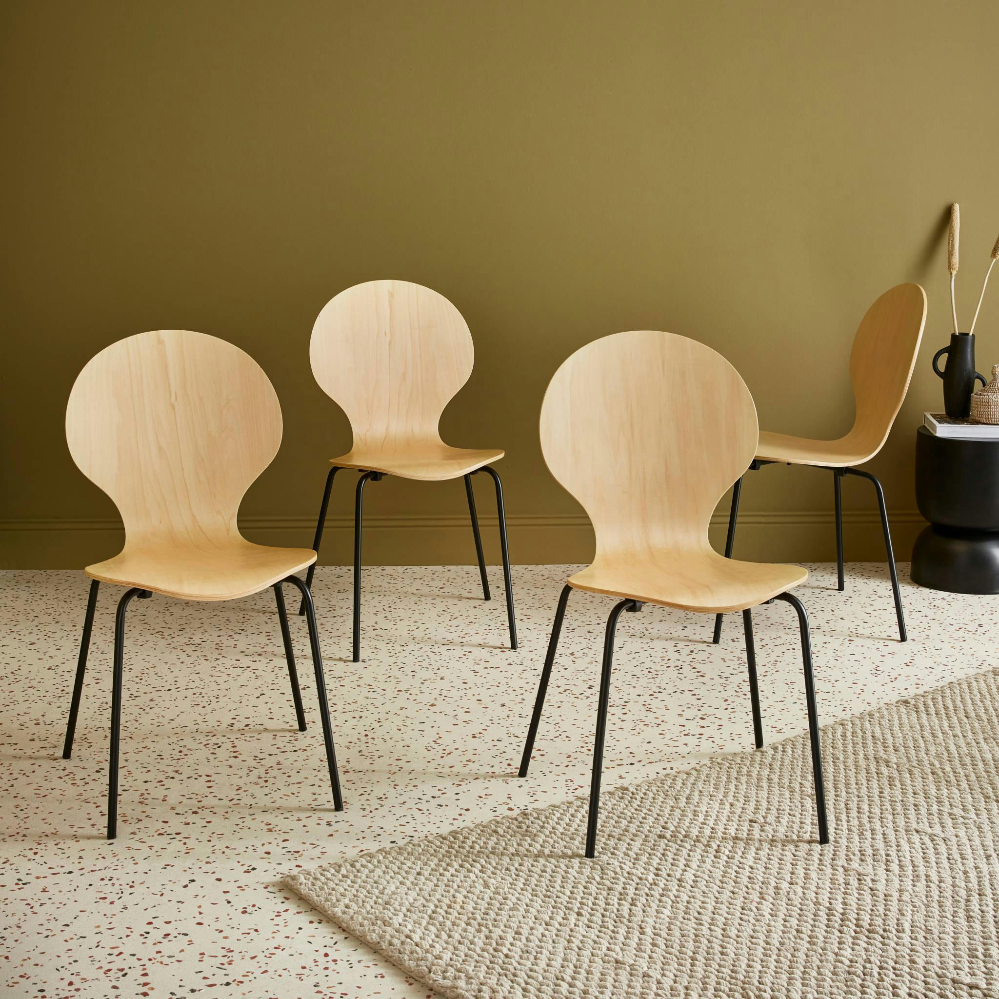 NAOMI - Lot de 4 chaises rétro empilables naturelles