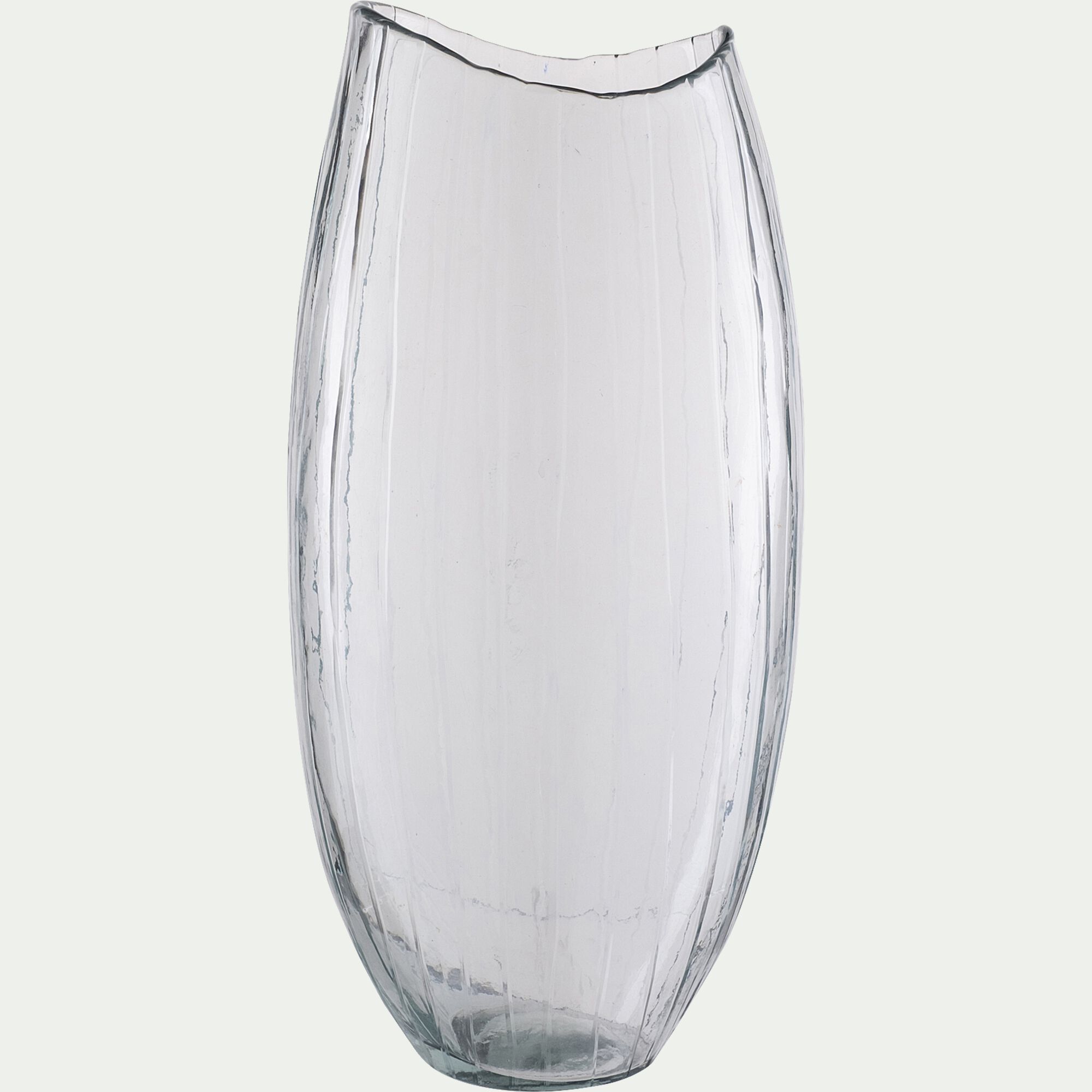 SEPTEMES - Vase ovale strié en verre H47cm - transparent