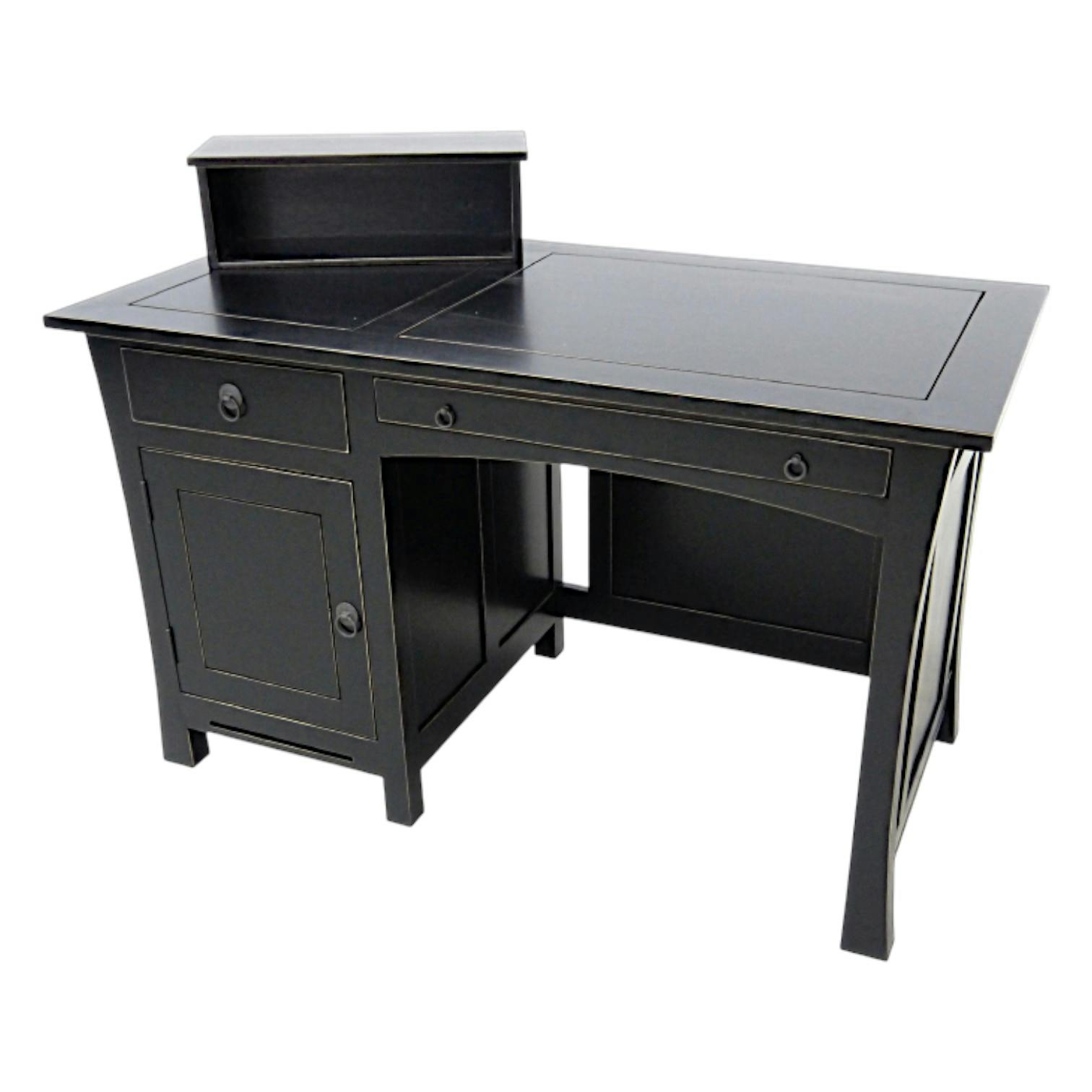 Bureau multimédia Hévéa 1 porte, 1 tiroir, 1 tablette coulissante, 1 niche supérieure 125x65x75cm MAORI